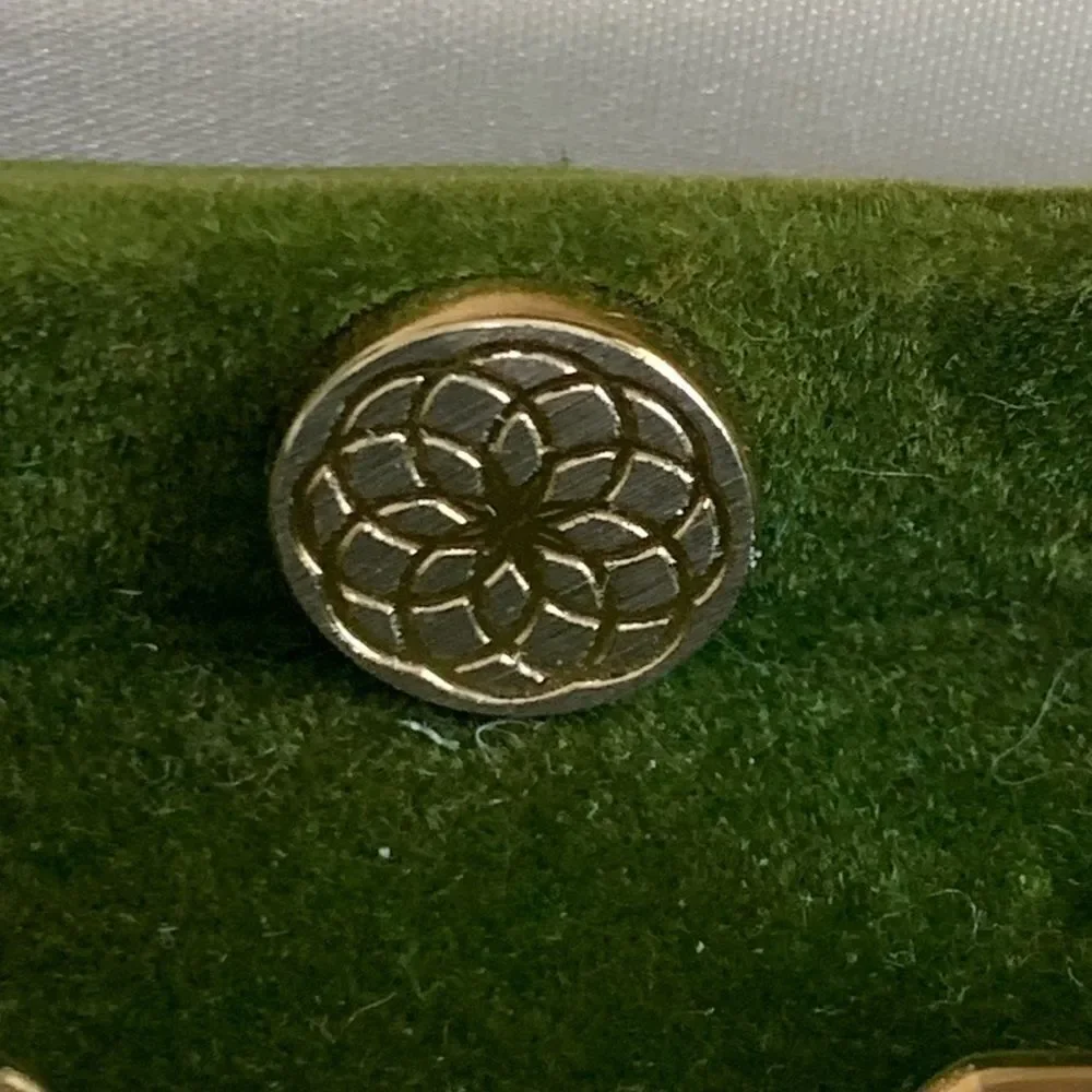 Vintage Swank Gold Tone Geometric Cuff Links & Tie Tack With Original Box